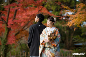 京都｜秋も深まる京都府立植物園で行う和装ロケーションフォト撮影