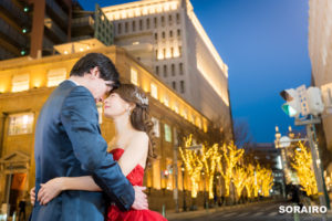 神戸｜北野異人館街とイルミネーションきらめく旧居留地で行う洋装前撮り撮影